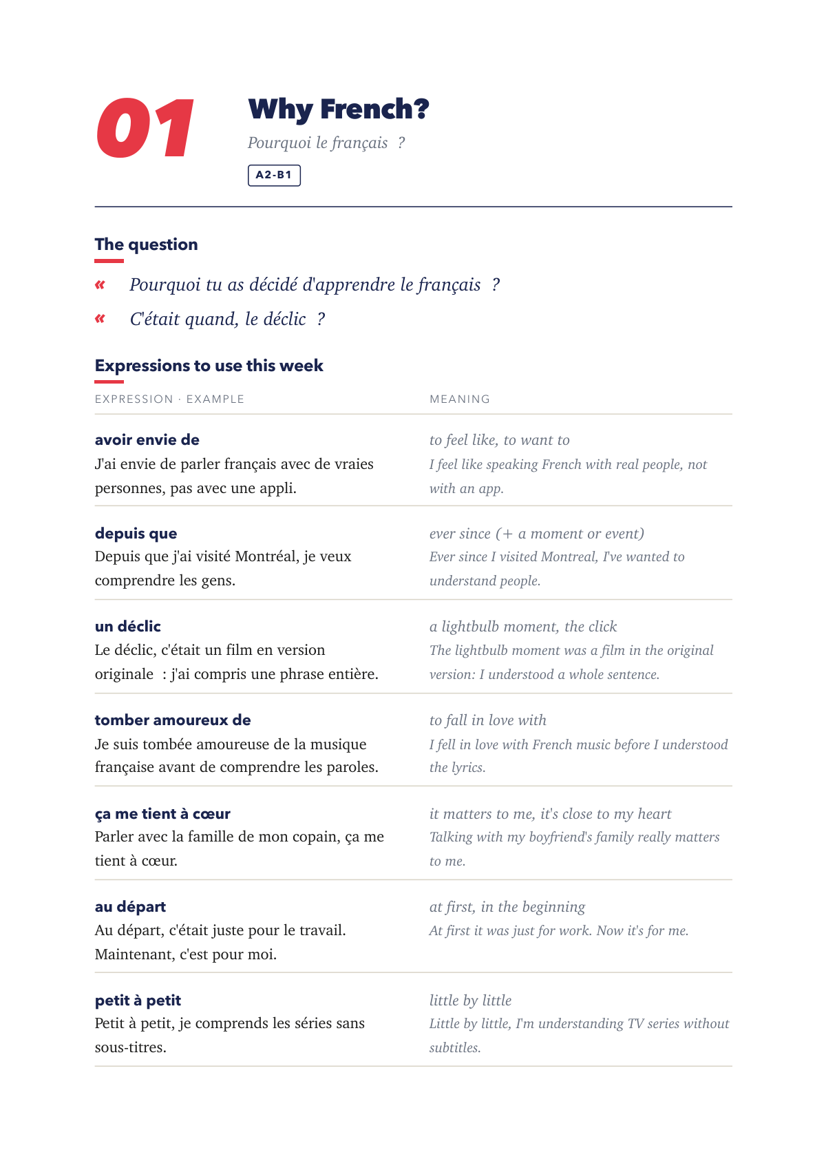 Sample page 1 of The 12-Week French Speaking Challenge