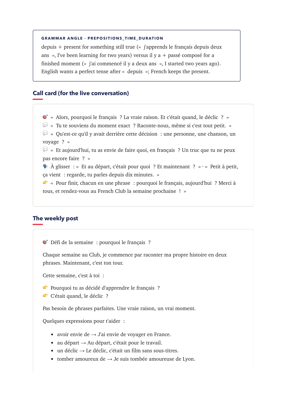 Sample page 2 of The 12-Week French Speaking Challenge