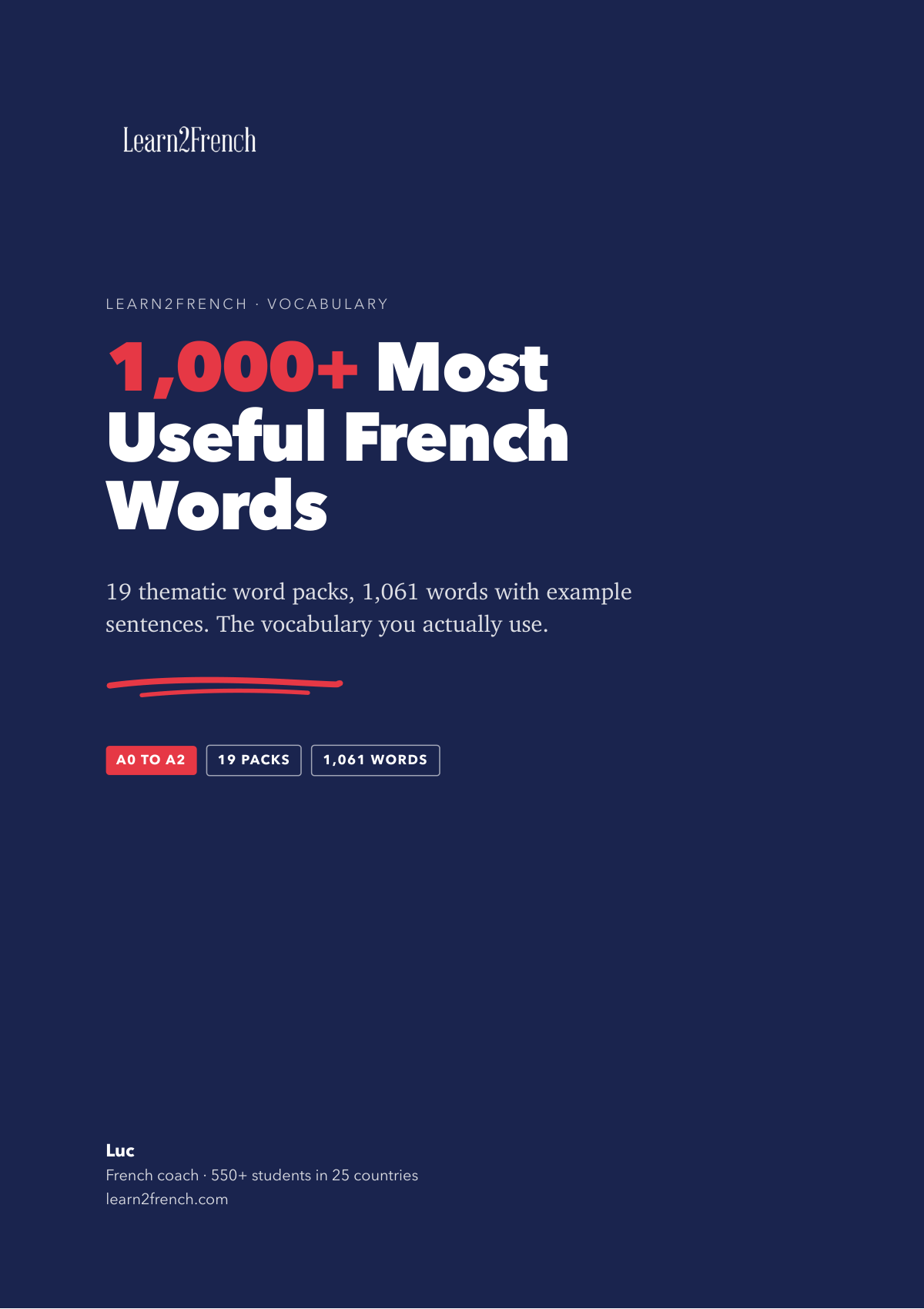Cover of French Word Packs: 1,000+ words you actually use