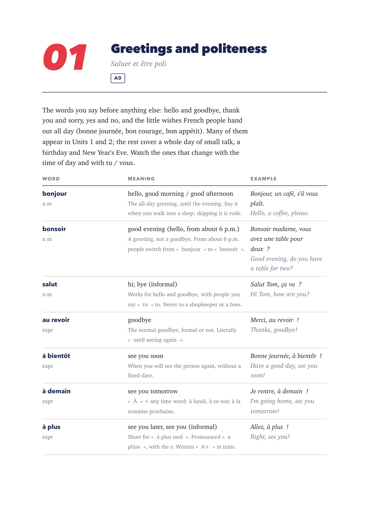 Sample page 1 of French Word Packs: 1,000+ words you actually use